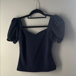 SHEIN Navy Puff Sleeve Blouse